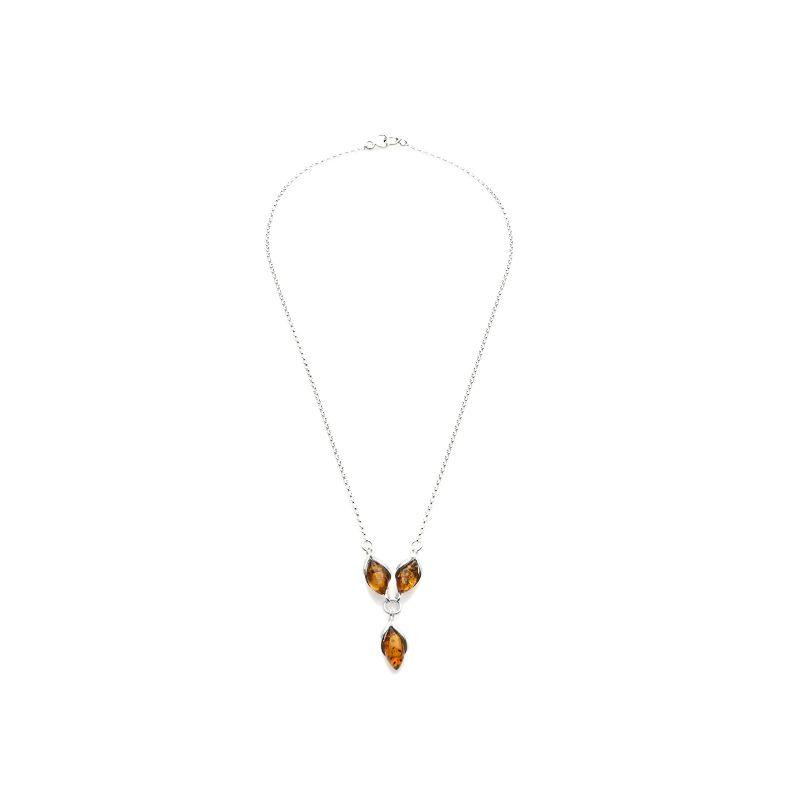 Collana con navetta ambra e perline d'argento 925, per evocare la luce del passato — foto 3