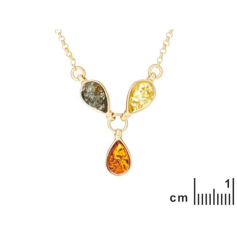 Collana in argento dorato 925 con ambra multicolore, 42 cm, per celebrare la tua luce — foto 2