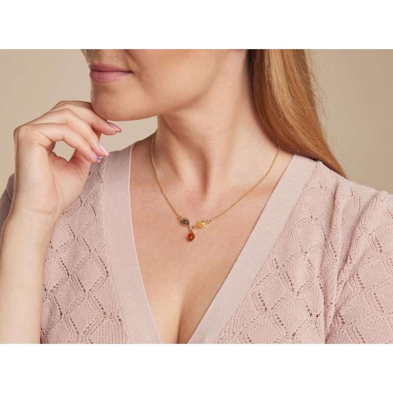 Collana in argento dorato 925 con ambra multicolore, 42 cm, per celebrare la tua luce — foto 3