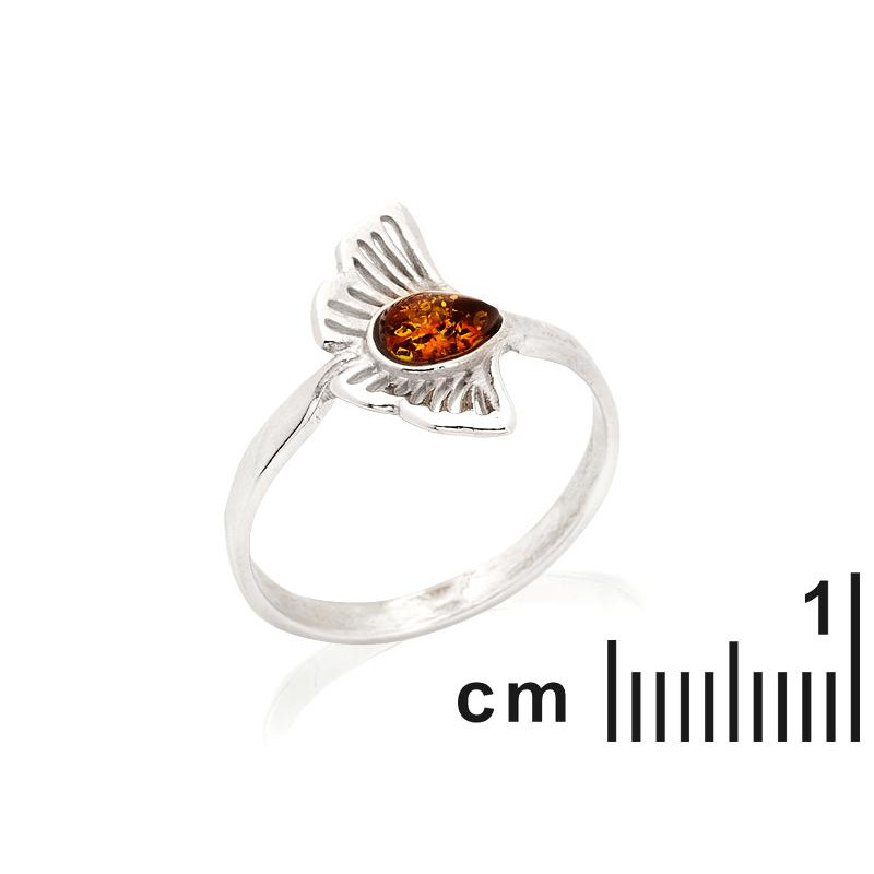 Anello ginkgo con goccia ambra cognac, per evocare i tuoi momenti migliori — foto 2