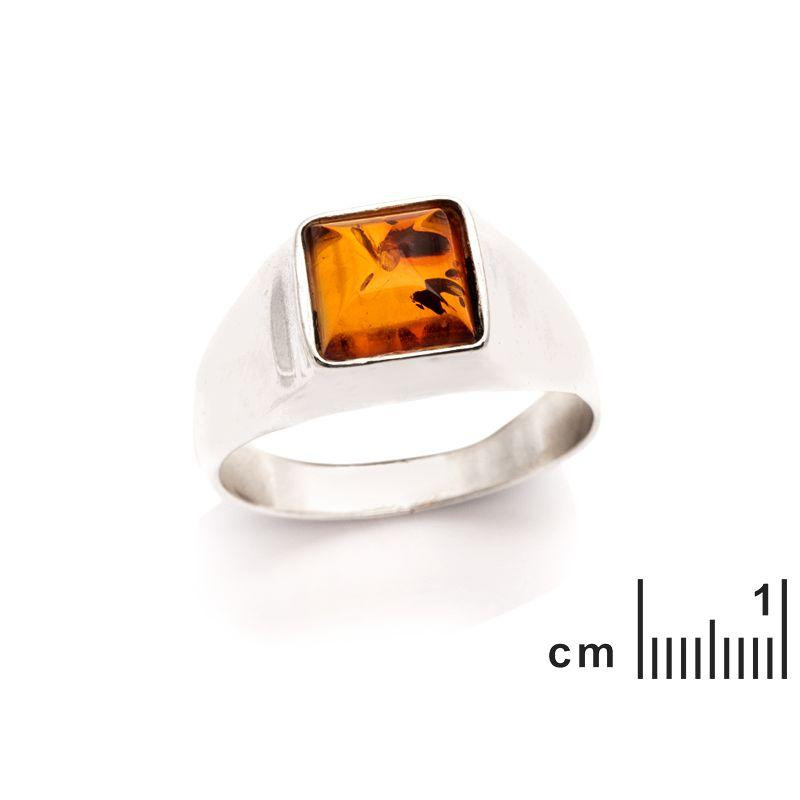 Anello sigillo quadrato con ambra cognac, ricordo duraturo — foto 2