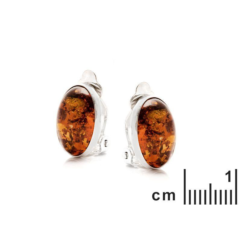 Orecchini a clip in argento rodiato e ambra cognac, per illuminare ogni sguardo — foto 2