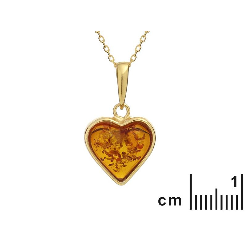 Ciondolo cuore ambra cognac, per portare l'amore — foto 2