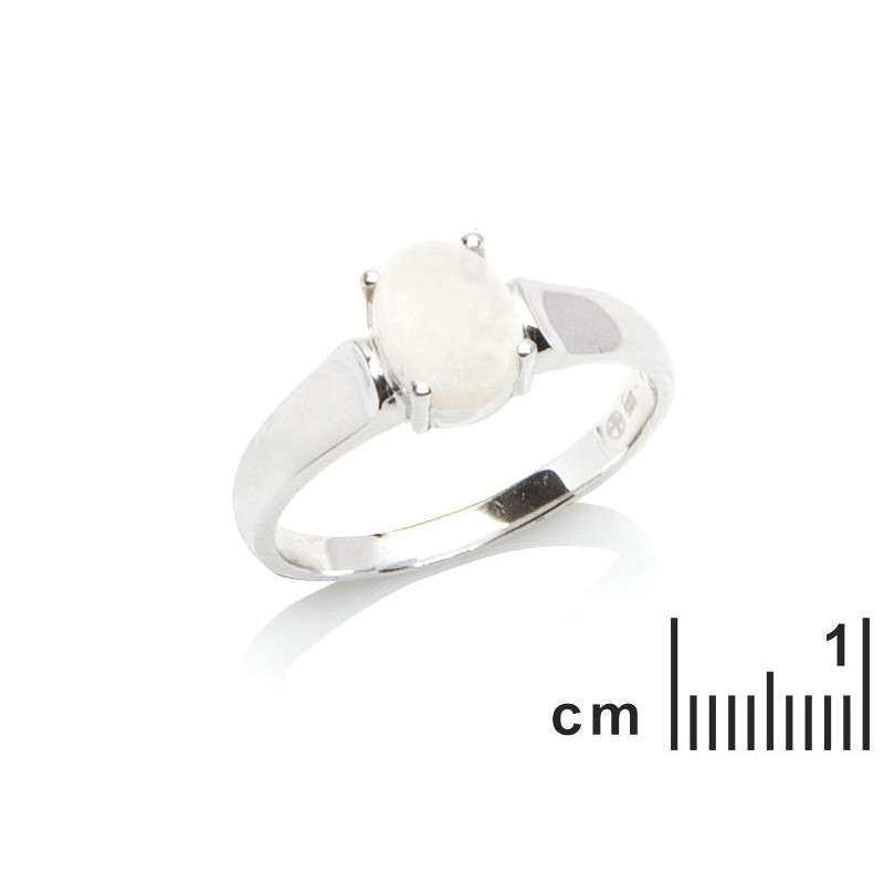 Anello in argento 925 rodiato con opale bianco australiano, per custodire la tua luce — foto 2