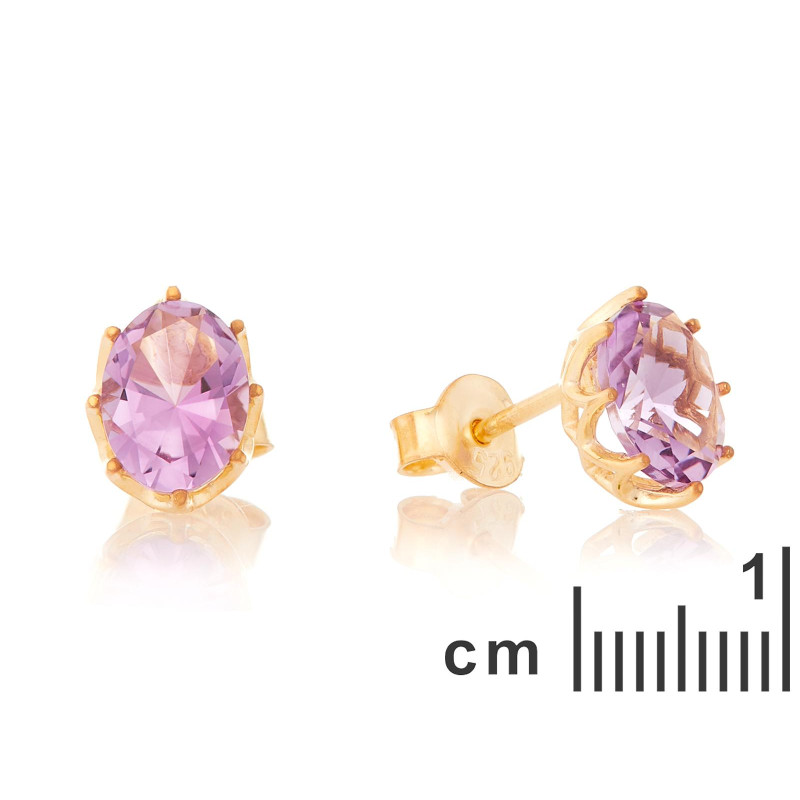 Orecchini con ametista viola naturale, in oro 750 — foto 2
