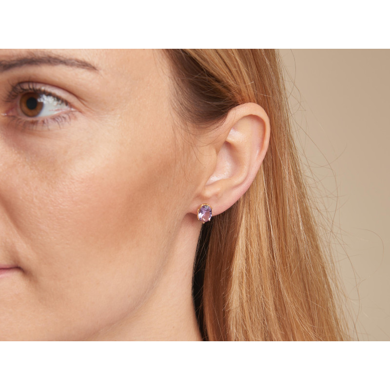 Orecchini con ametista viola naturale, in oro 750 — foto 3