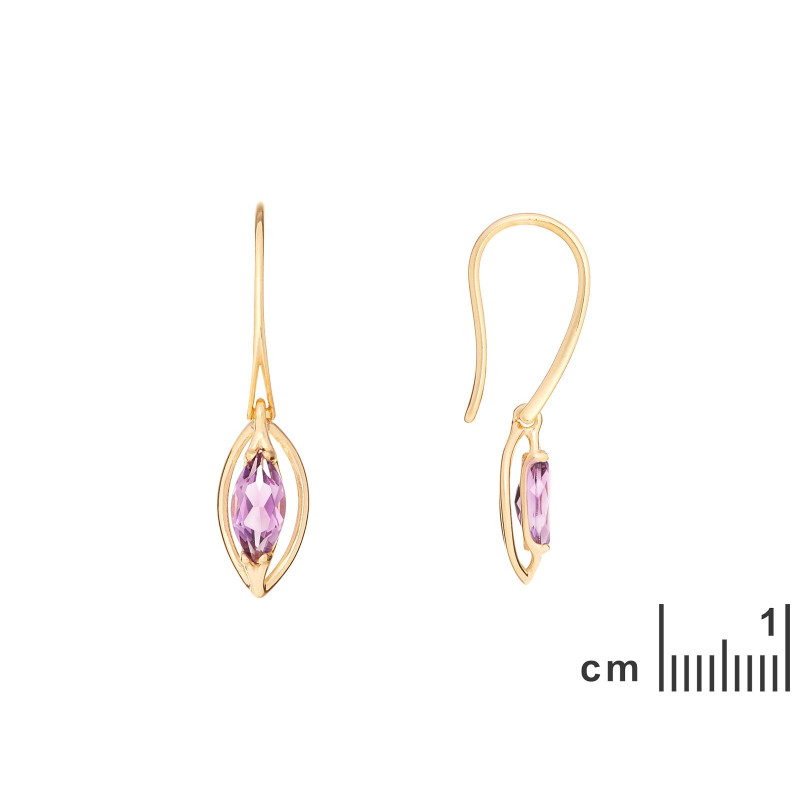 Orecchini con ametista viola naturale, in oro 750 — foto 2