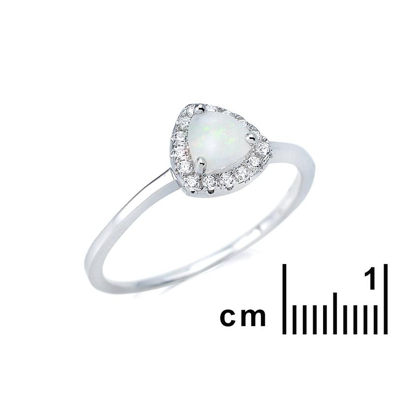 Anello triangolare con opale e zirconio, per ricordare l'essenza — foto 2