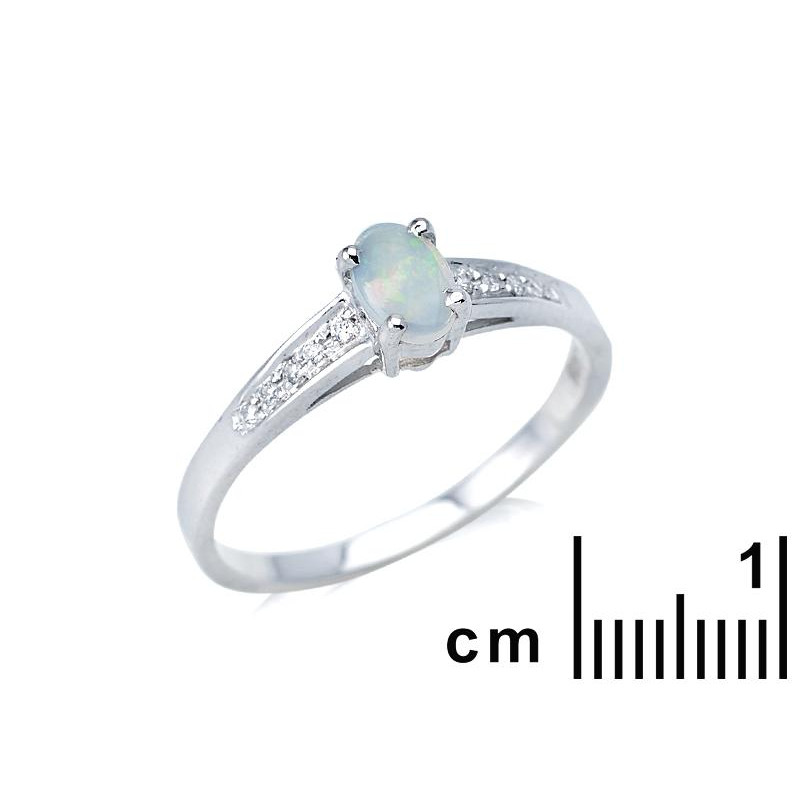 Anello in argento 925 rodiato con opale ovale e zircone, per celebrare la tua luce — foto 2