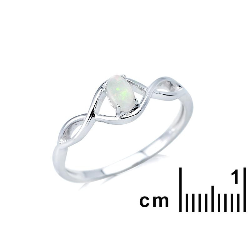 Anello con opale bianco australiano naturale ovale, in argento 925 rodiato, Simbolo di purezza e semplicità per la vita — foto 2