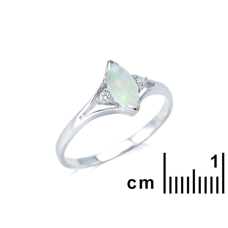 Anello opale navetta australiano bianco, per onorare le origini — foto 2