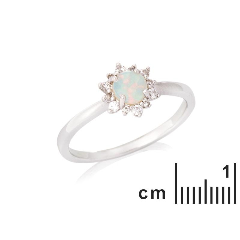 Anello in argento 925 rodiato con opale tondo, per custodire la tua luce interiore — foto 2