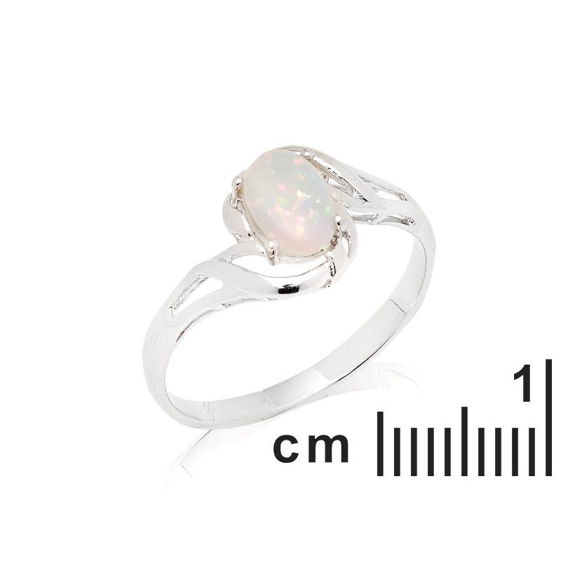Anello in argento 925 rodiato con opale bianco australiano ovale, per celebrare la tua luce — foto 2
