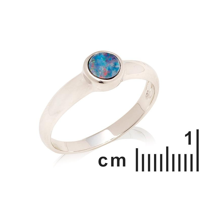 Anello opale blu tondo australiano, per racchiudere il mare — foto 2