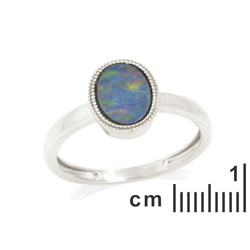 Anello in argento 925 rodiato con opale blu ovale australiano, per custodire la tua luce — foto 2