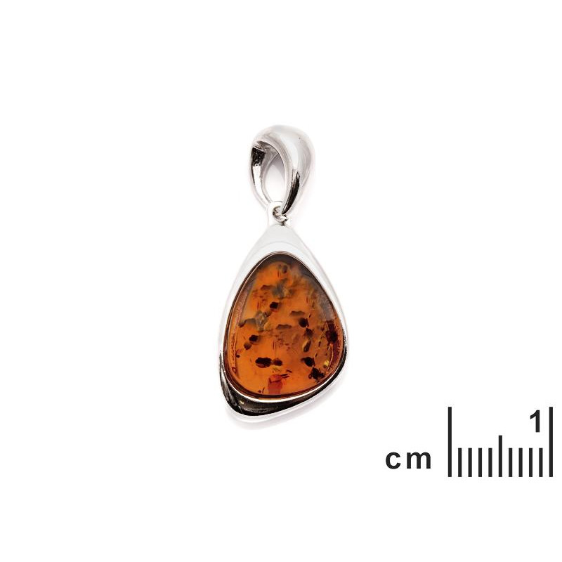 Ciondolo in argento 925 rodiato con goccia di ambra cognac, per custodire luce e ricordi — foto 2