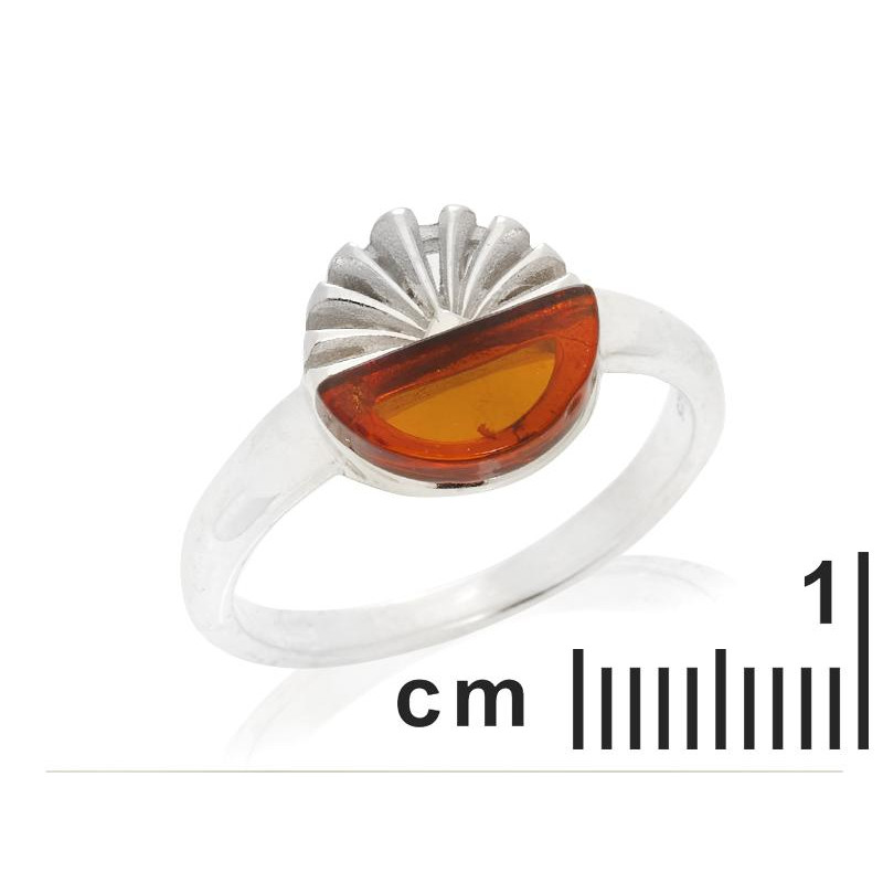 Anello in argento rodiato con ambra cognac del Mar Baltico, per ricordare la tua luce — foto 2