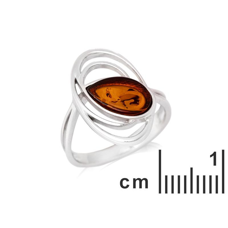 Anello ovale, goccia di ambra cognac, per portare un ricordo dolce — foto 2