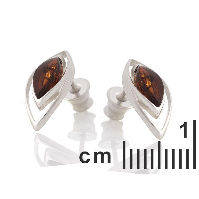 Orecchini in argento rodiato con ambra cognac, per ricordare la tua luce — foto 2