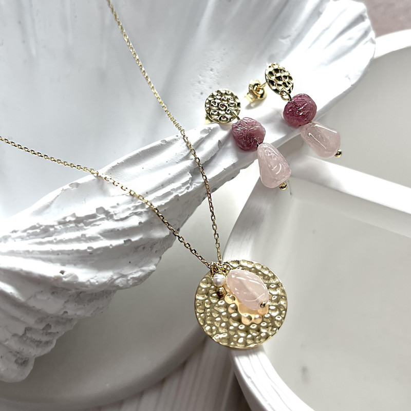 Orecchini quarzo rosa e tormalina, per portare dolcezza — foto 3