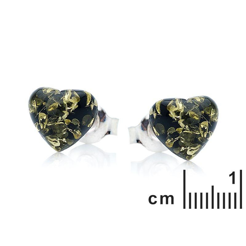 Orecchini a cuore con ambra verde, per custodire i tuoi segreti — foto 2