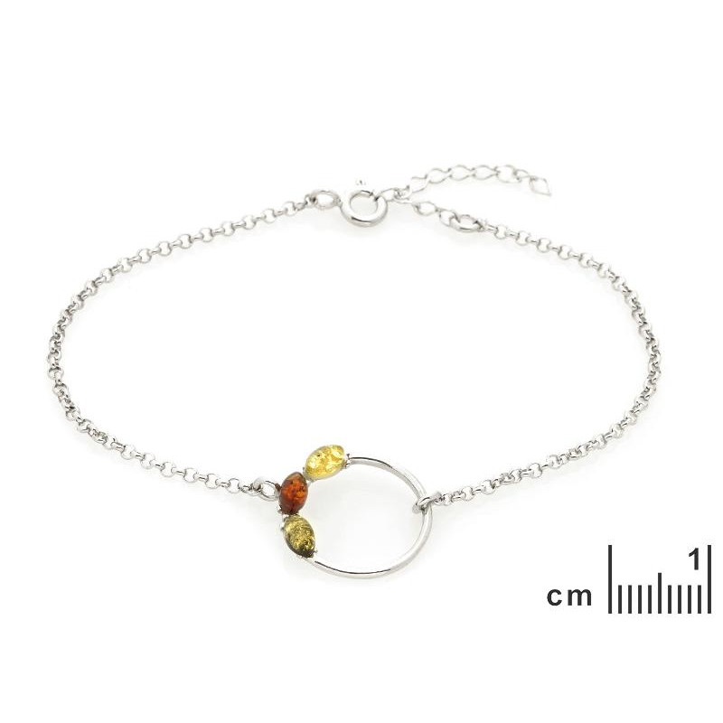 Bracciale in argento rodiato con ambra a navetta multicolore, per celebrare la tua unicità — foto 2