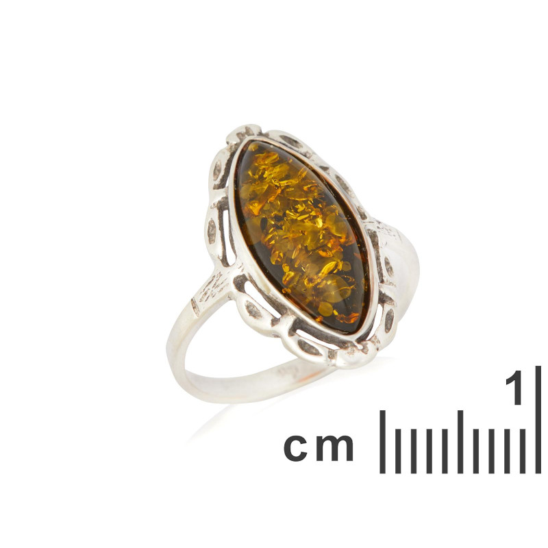 Anello ambra navetta verde, per raccontare storie antiche — foto 2