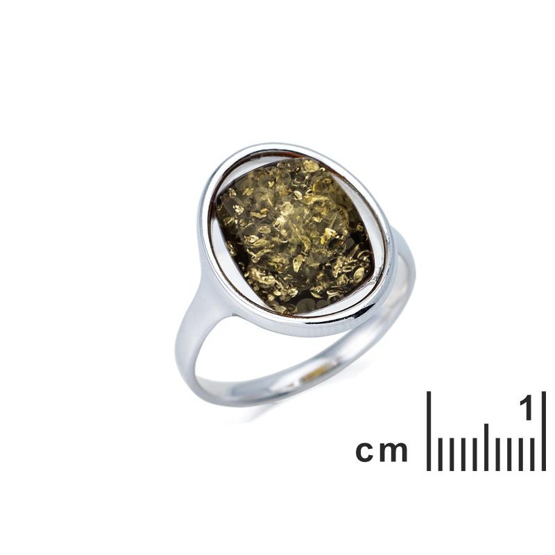 Anello grande pietra ovale ambra verde, per evocare i tuoi sogni — foto 2