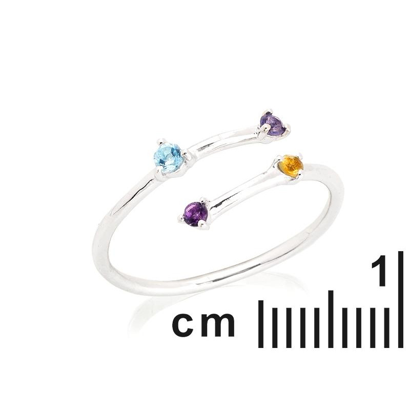 Anello tondo multipietra, topazio multicolore naturale, argento 925 rodiato, per condividere i tuoi gioiri — foto 2