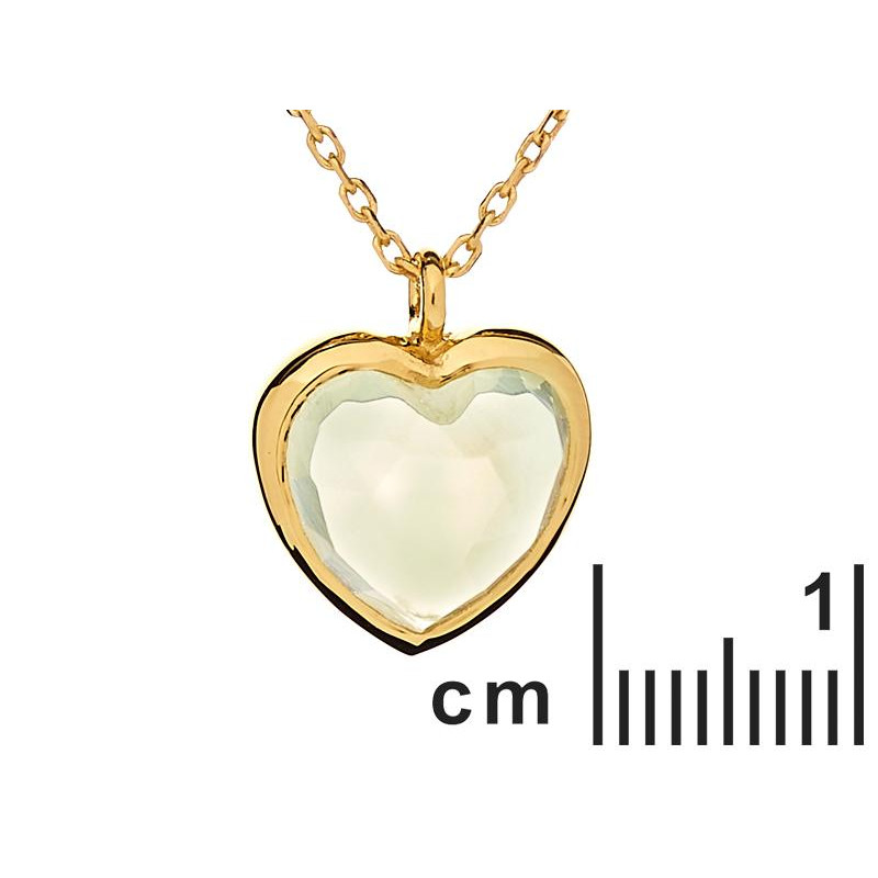 Collana cuore in argento dorato 925 con pietra verde naturale, per custodire il tuo amore — foto 2