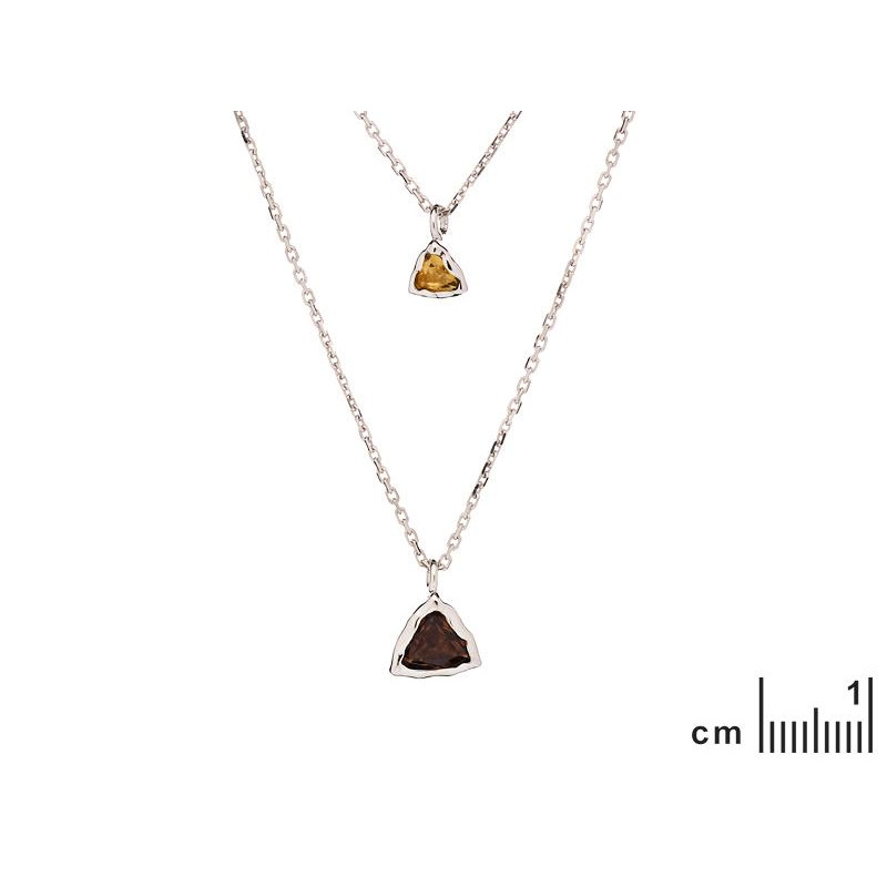 Collana triangolo, quarzo naturale e giallo, argento 925 rodiato, per trasmettere le tue intenzioni — foto 2