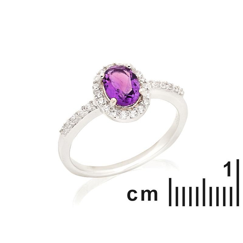 Anello ovale con ametista e zirconio, per evocare l'essenza — foto 2