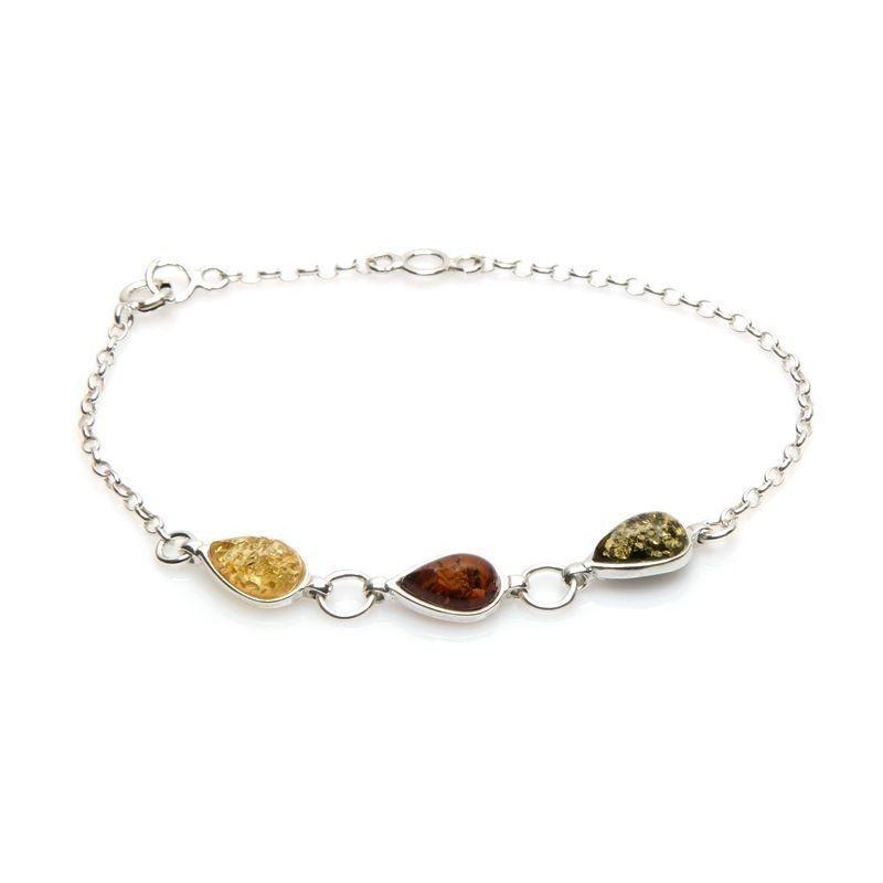 Bracciale di argento rodiato con ambra multicolore, per custodire la tua luce interiore — foto 1