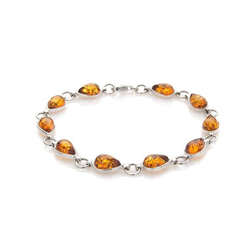Bracciale con goccia di ambra, in argento 925 rodiato, lunghezza 18 cm, per adornare la tua eleganza — foto 1