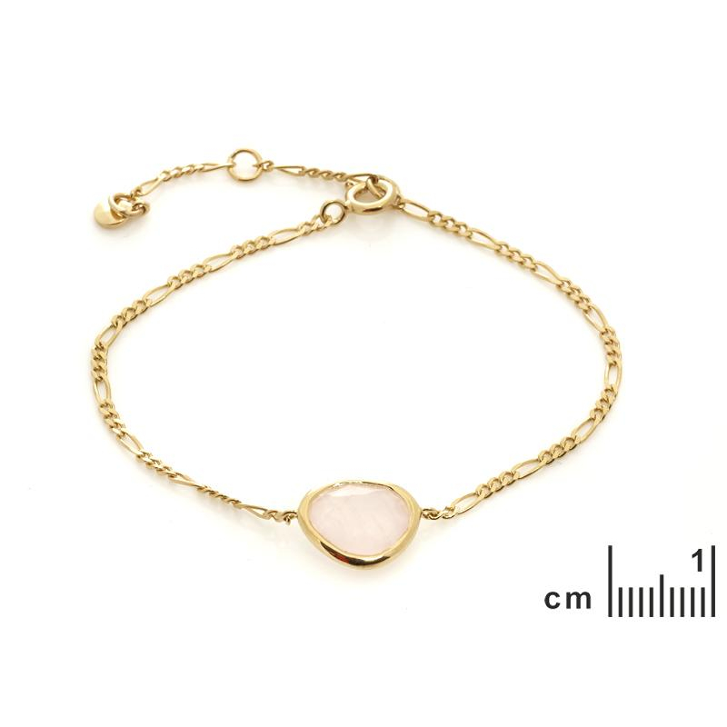 Bracciale in argento 925 dorato con quarzo rosa naturale, per accendere dolcezza nel cuore — foto 2