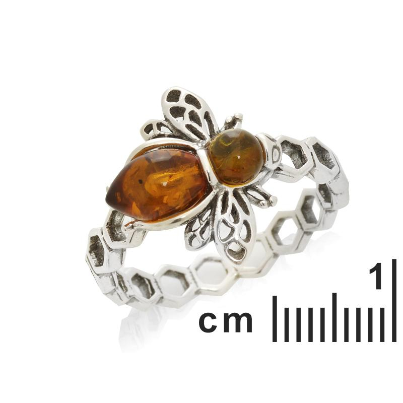 Anello ape con ambra di finocchio in argento 925 - per portare con te la tua forza e la tua libertà — foto 2