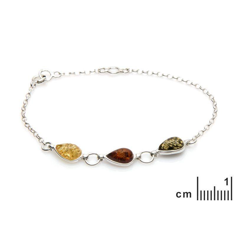 Bracciale di argento rodiato con ambra multicolore, per custodire la tua luce interiore — foto 2