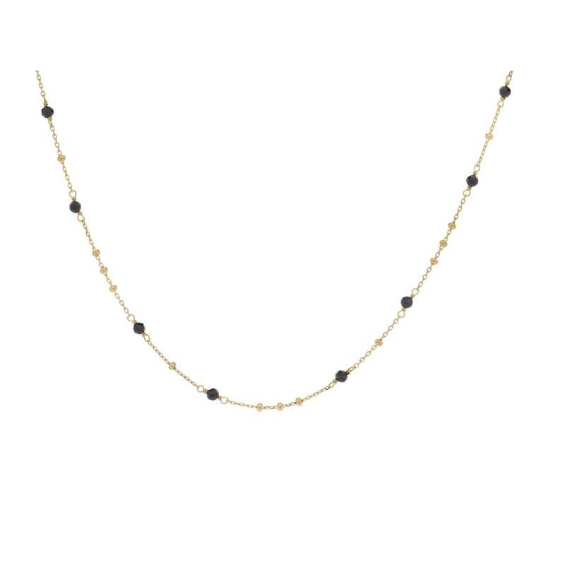 Collana in argento dorato con spinello nero naturale, per custodire il tuo mistero — foto 1