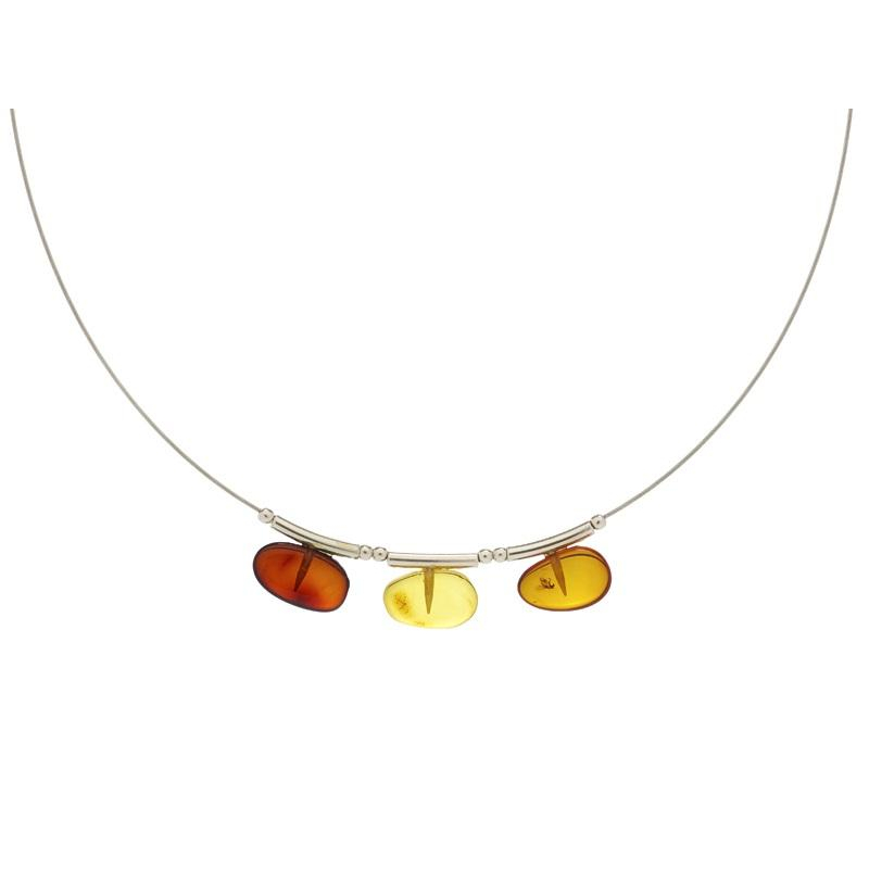 Collana in argento 925 con ambra multicolore, 46 cm, per celebrare la tua luce interiore — foto 1