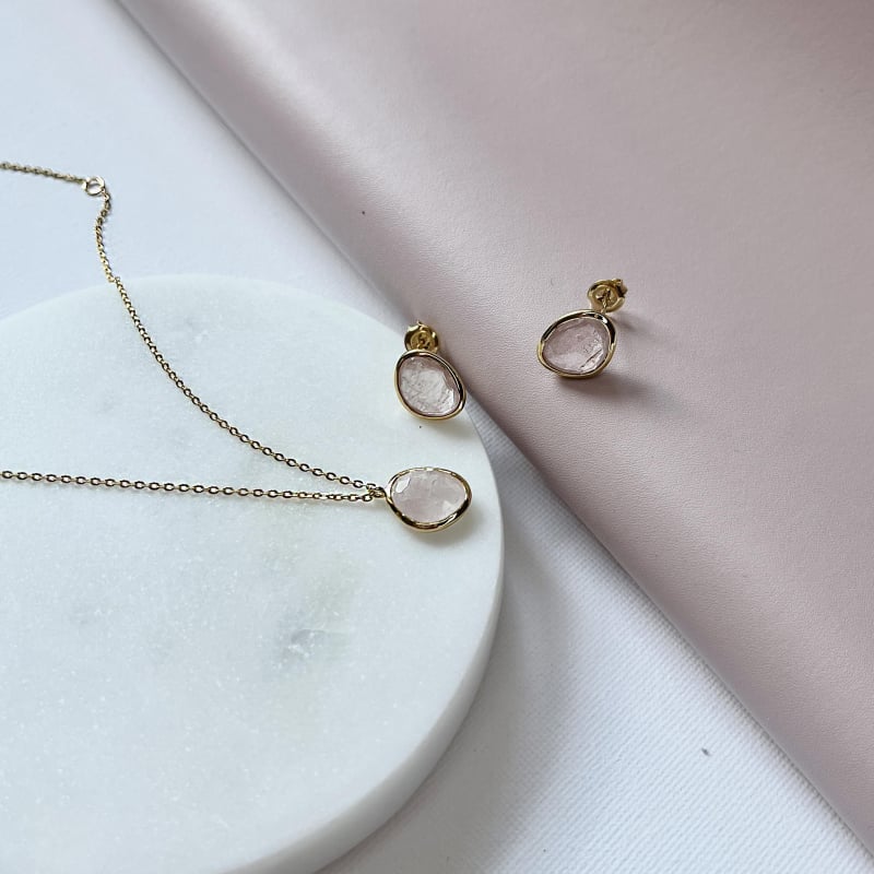 Collana in argento 925 con quarzo rosa naturale, per custodire il tuo amore — foto 3