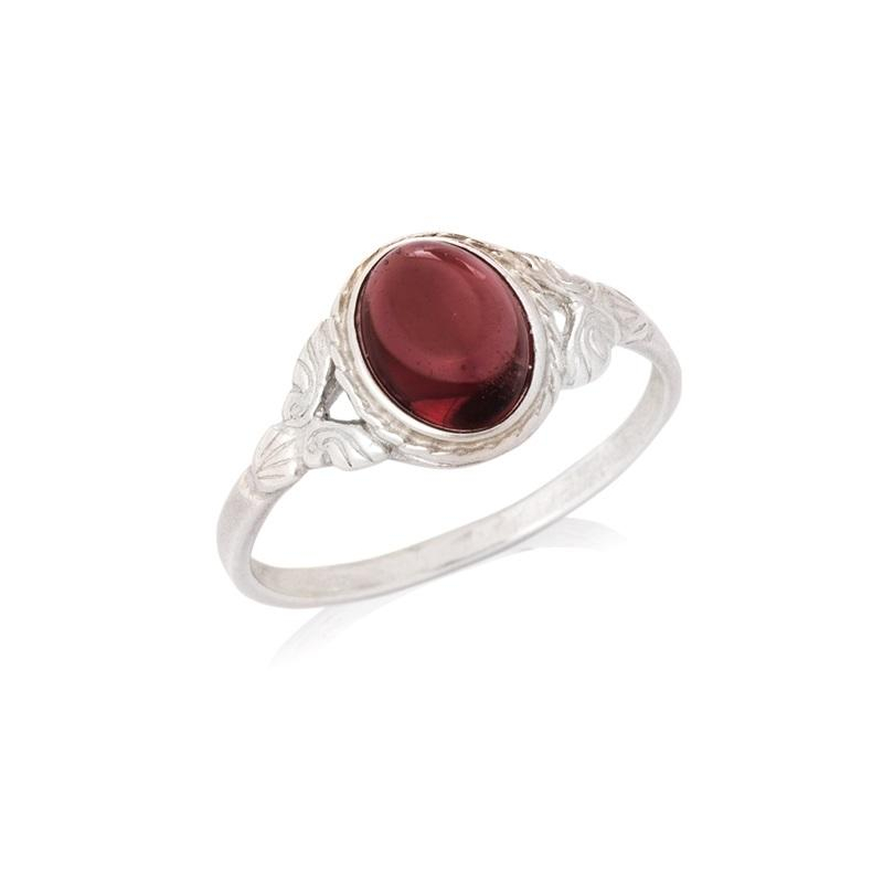 Anello con granato rosso naturale ovale, passione intatta — foto 1