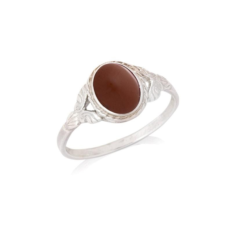 Anello in argento 925 invecchiato con diaspro rosso naturale, per custodire la tua forza — foto 1