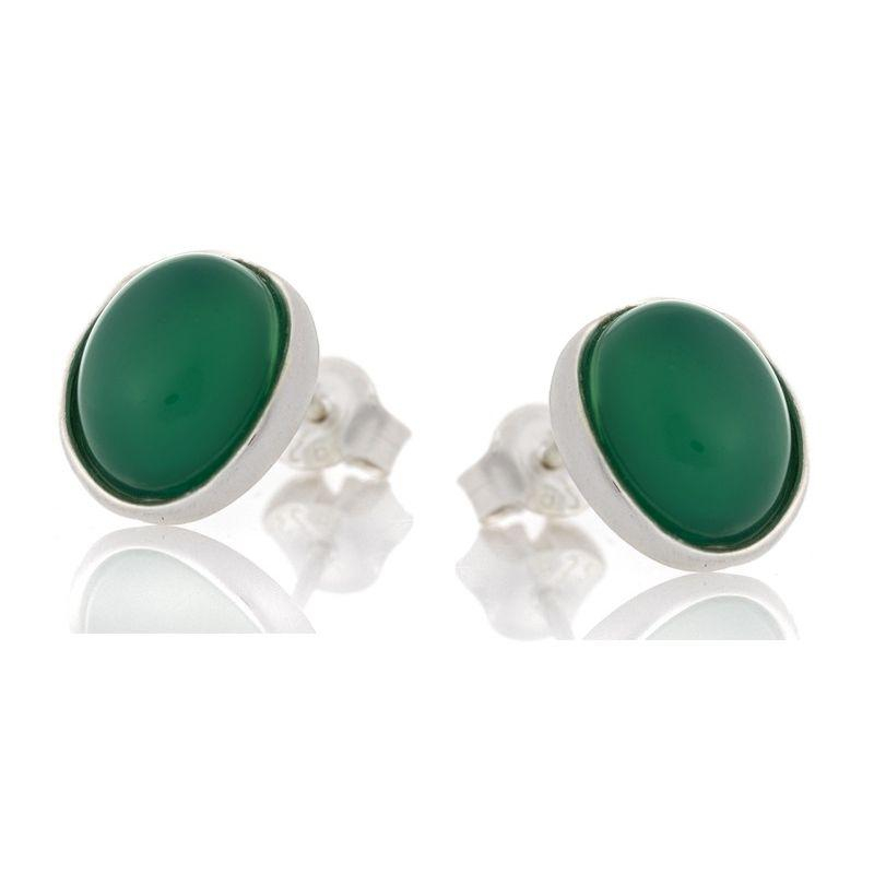 Orecchini in argento 925 rodiato con agata verde naturale, per esaltare la tua eleganza — foto 1