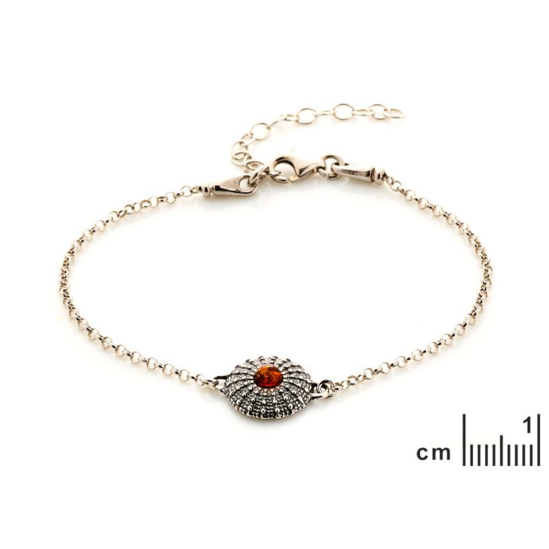 Bracciale in argento antico con ambra cognac, custodire la tua luce interna, per evocare il calore della vita — foto 2