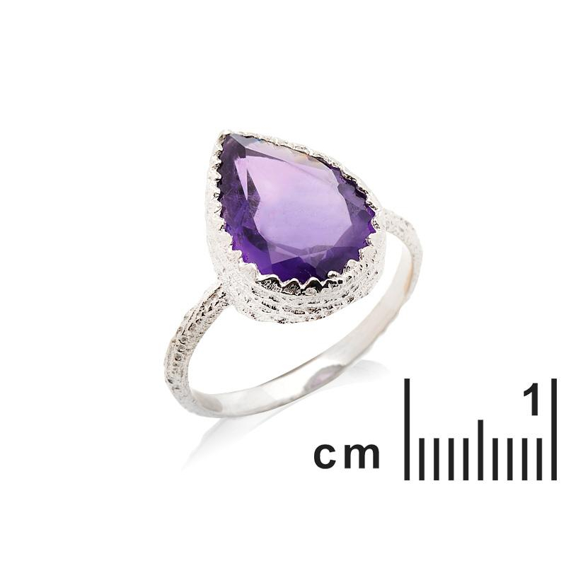 Anello in argento 925 rodiato con ametista viola naturale, per custodire la tua serenità — foto 2
