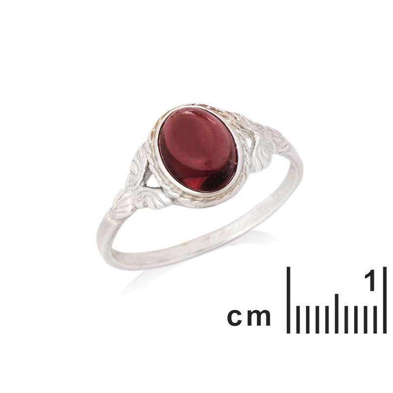 Anello con granato rosso naturale ovale, passione intatta — foto 2