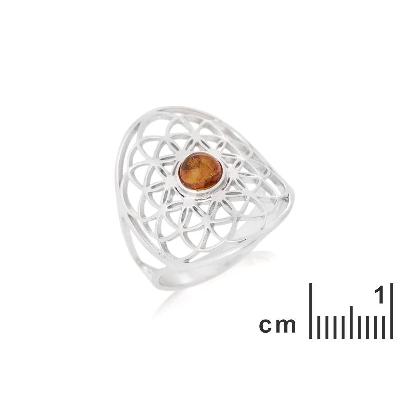 Anello fiore della vita con ambra, per commemorare il nostro cammino — foto 2