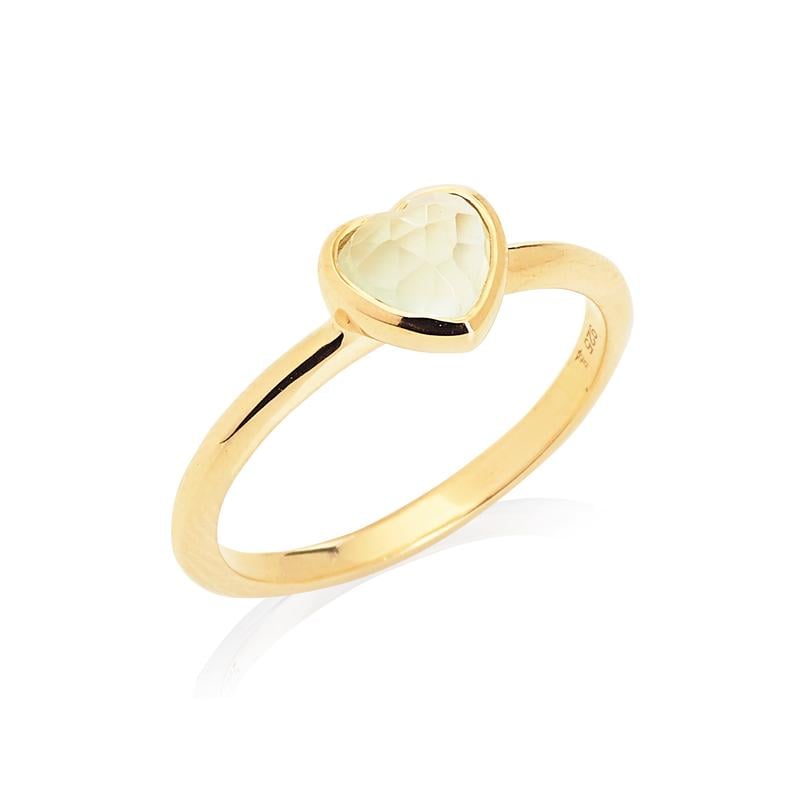 Anello in argento 925 dorato con prehnite verde a forma di cuore, per custodire l’amore — foto 1