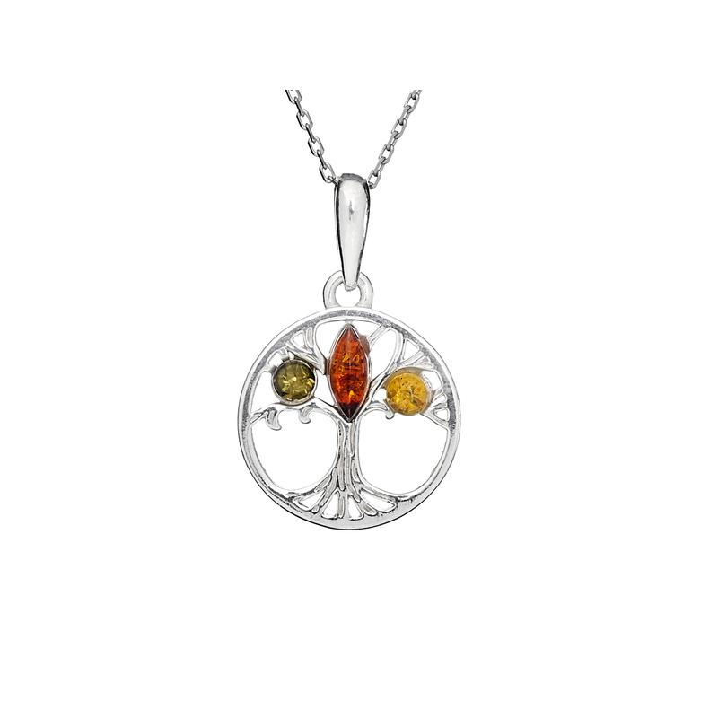 Ciondolo albero della vita in argento rodiato con ambra, per ricordare la tua luce — foto 1