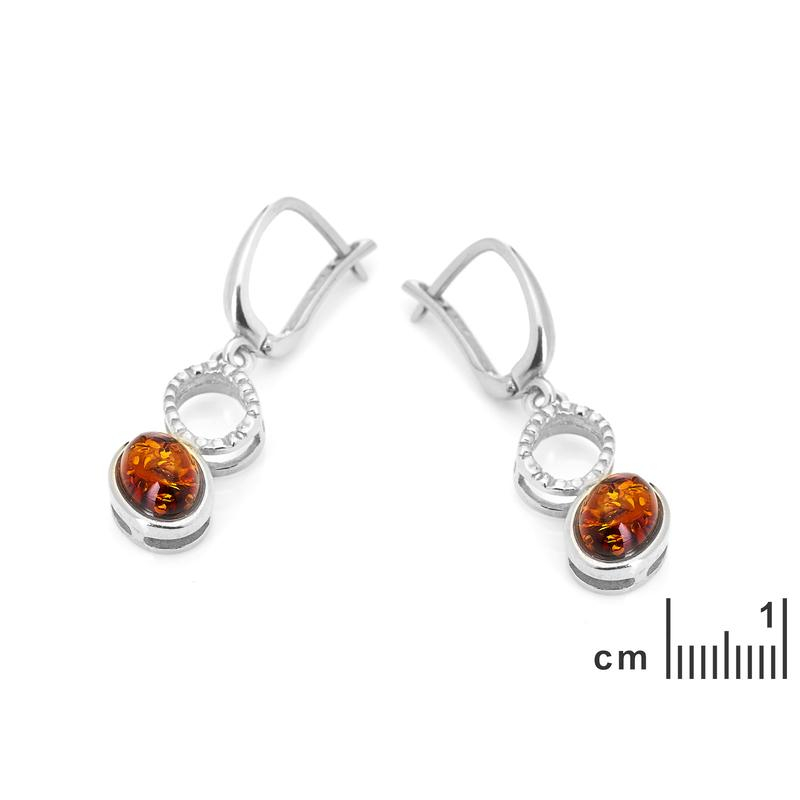 Orecchini pendenti ovali in ambra color cognac, per portare la dolcezza — foto 2